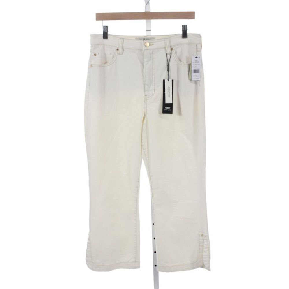 Liverpool Los Angeles Womens Cropped High Waist Ivory Cotton Jeans Size 12
